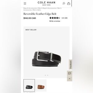 Cole Haan Reversible Feather edge belt